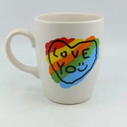RENKLİ KALP LOVE YOU-OVAL KUPA - TRANSPARAN SAP - 