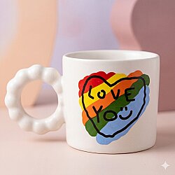 RENKLİ KALP LOVE YOU-PRENSES KUPA - TRANSPARAN GÖVDE TRANSPARAN SAP - 