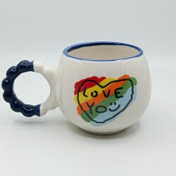 RENKLİ KALP LOVE YOU-PUF KUPA - KOBALT SAP KOBALT TURNET - 