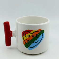 RENKLİ KALP LOVE YOU-T KUPA - KIRMIZI SAP - 