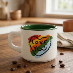 RENKLİ KALP LOVE YOU-VENUS KUPA - YEŞİL İÇ - 