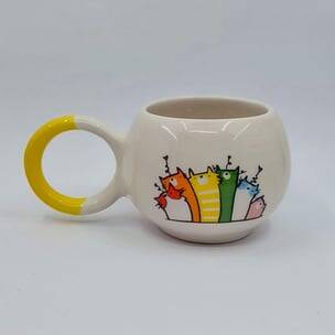 RENKLİ KEDİ - BALONCUK KUPA - SARI SAP - 1