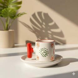 RENKLİ SPİRALLER - 3D-T TÜRK KAHVESİ FİNCANI - 3D - 