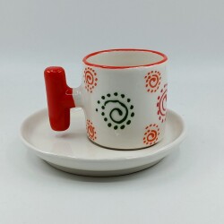 RENKLİ SPİRALLER - 3D-T TÜRK KAHVESİ FİNCANI - 3D - 