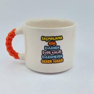 SAÇMALAMA EVLENEN EVDE KALIR - BONCUK KUPA - TURUNCU SAP - 1