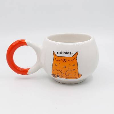 SAKİNLEŞ KEDİ - BALONCUK KUPA - TURUNCU SAP - 1