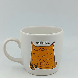 SAKİNLEŞ KEDİ-BODUR KUPA - TRANSPARAN - 