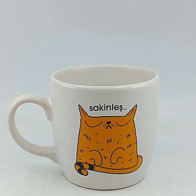 SAKİNLEŞ KEDİ-BODUR KUPA - TRANSPARAN - 1