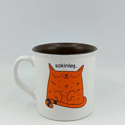 SAKİNLEŞ KEDİ-İDA KUPA - TRANSPARAN SAP TRANSPARAN GÖVDE KAHVERENGİ İÇ - 1