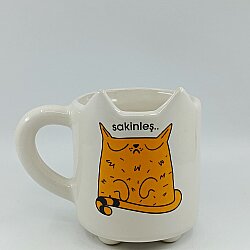 SAKİNLEŞ KEDİ-KEDİ KUPA - TRANSPARAN SAP - 