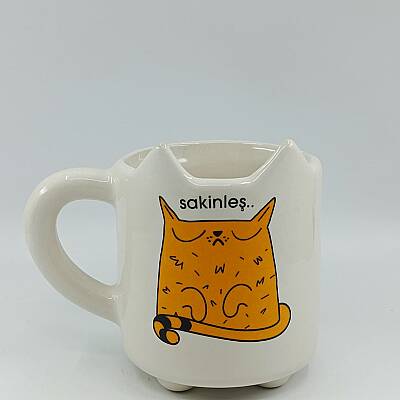 SAKİNLEŞ KEDİ-KEDİ KUPA - TRANSPARAN SAP - 1