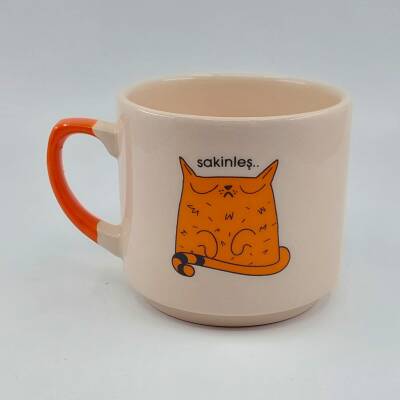 SAKİNLEŞ KEDİ-MİSTİK KUPA - TURUNCU SAP - 1