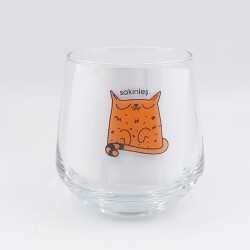 SAKİNLEŞ KEDİ-VİSKİ BARDAĞI - ŞEFFAF - 
