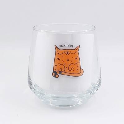 SAKİNLEŞ KEDİ-VİSKİ BARDAĞI - ŞEFFAF - 1