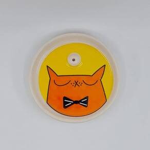 SAKİNLEŞ KEDİ-YUVARLAK SERAMİK NOTLUK - TRANSPARAN GÖVDE - 1