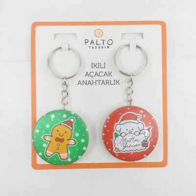 ŞAPKALI KURABİYE ADAM & KÖPEKÇİK-İKİLİ AÇACAK ANAHTARLIK - TEKLİ - 1