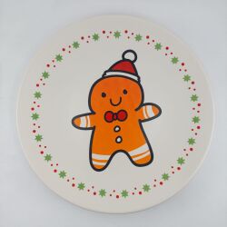 ŞAPKALI KURABİYE ADAM MUTLU YILLAR-SATÜRN SUNUM TABAĞI - TRANSPARAN GÖVDE - 