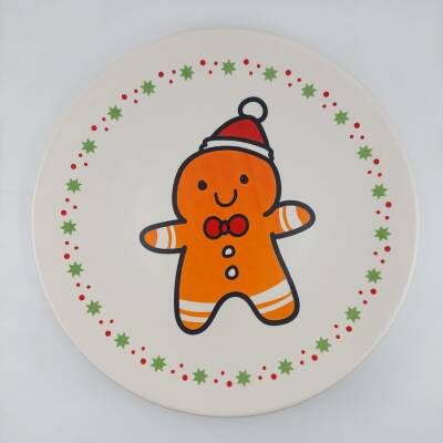 ŞAPKALI KURABİYE ADAM MUTLU YILLAR-SATÜRN SUNUM TABAĞI - TRANSPARAN GÖVDE - 1