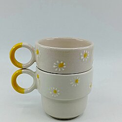 SARI PAPATYALAR - 3D-İKİLİ PUNTO ESPRESSO - SARI HALKA KULP - 