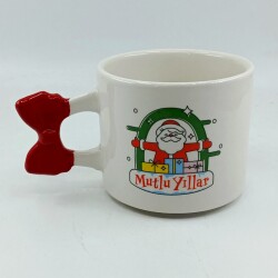 SARILAN NOEL BABA MUTLU YILLAR-KURDELE KUPA - KIRMIZI SAP - 