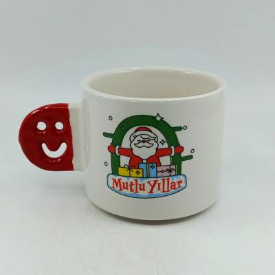 SARILAN NOEL BABA MUTLU YILLAR-SMİLE KUPA - KIRMIZI SAP - 1