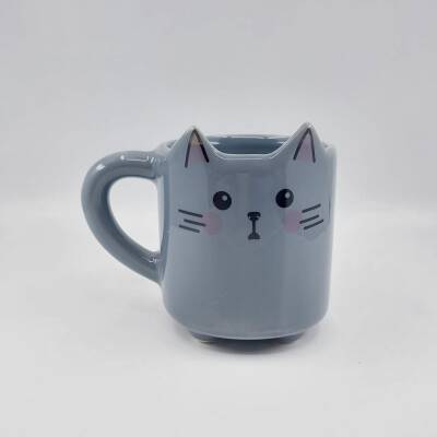 ŞAŞKIN KEDİ-KEDİ KUPA - GRİ GÖVDE GRİ SAP - 1