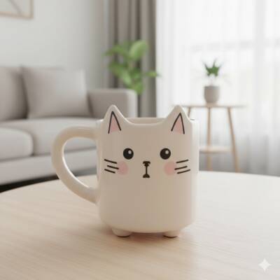 ŞAŞKIN KEDİ-KEDİ KUPA - TRANSPARAN SAP - 1