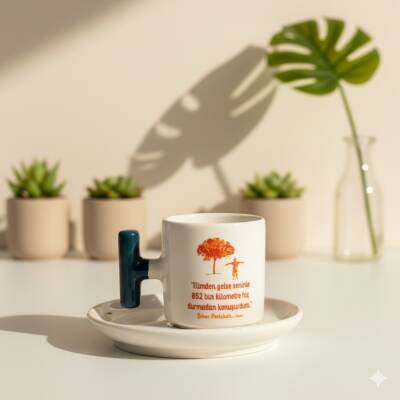 ŞEKER PORTAKALI-T TÜRK KAHVESİ FİNCANI - YEŞİL SAP - 1