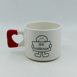 SEN HARİKASIN-KALP KUPA - KIRMIZI SAP - 