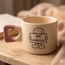 SEN HARİKASIN-KALP KUPA - PEMBE SAP - 