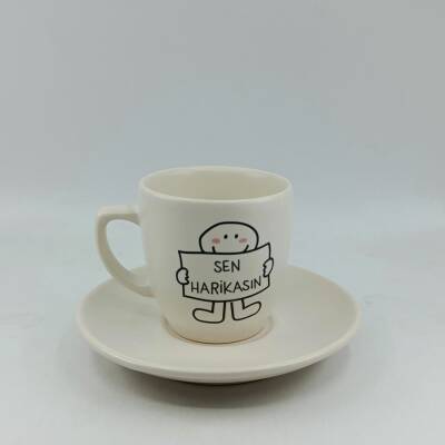 SEN HARİKASIN-KLASİK TÜRK KAHVESİ FİNCANI - TRANSPARAN GÖVDE - 1