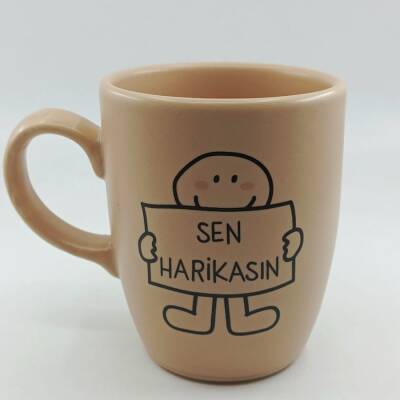 SEN HARİKASIN-OVAL KUPA - PEMBE SAP PEMBE GÖVDE PEMBE İÇ - 1