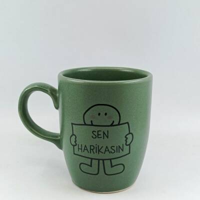 SEN HARİKASIN-OVAL KUPA - YEŞİL SAP YEŞİL GÖVDE YEŞİL İÇ - 1