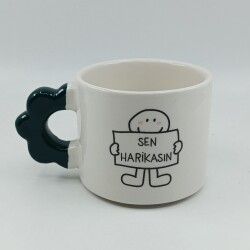 SEN HARİKASIN-PAPATYA KUPA - YEŞİL SAP - 