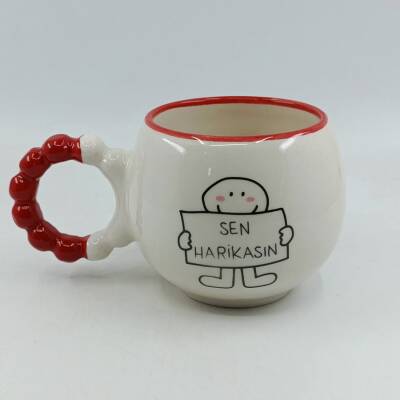 SEN HARİKASIN-PUF KUPA - KIRMIZI SAP KIRMIZI TURNET - 1