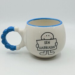 SEN HARİKASIN-PUF KUPA - MAVİ SAP MAVİ TURNET - 