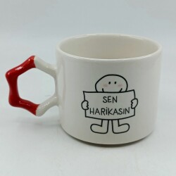 SEN HARİKASIN-YILDIZ KUPA - KIRMIZI SAP - 