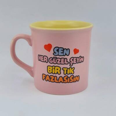 SEN HER GÜZEL ŞEYİN Bİ TIK-İDA KUPA - PEMBE SAP PEMBE GÖVDE SARI İÇ - 1