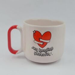 SEN KENDİNE YETERSİN-ARYA ÇAY FİNCANI - KIRMIZI SAP - 