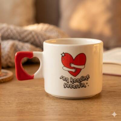 SEN KENDİNE YETERSİN-KALP KUPA - KIRMIZI SAP - 1