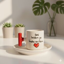 SENİ BULDUM YA-T TÜRK KAHVESİ FİNCANI - KIRMIZI SAP - 