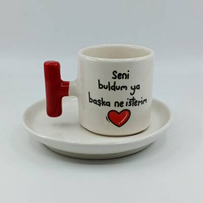 SENİ BULDUM YA-T TÜRK KAHVESİ FİNCANI - KIRMIZI SAP - 1