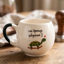 SENİ ÖPMEYE GELİYORUM-BALON KUPA - YEŞİL SAP - 