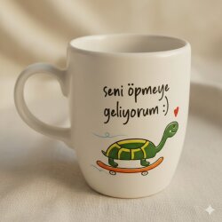 SENİ ÖPMEYE GELİYORUM-OVAL KUPA - TRANSPARAN SAP - 