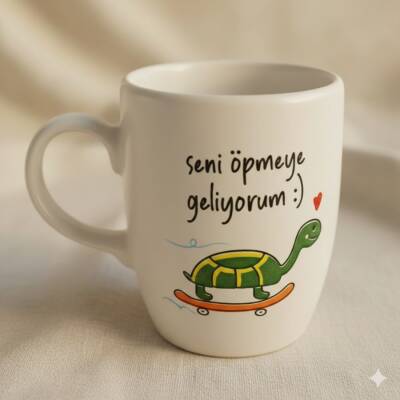 SENİ ÖPMEYE GELİYORUM-OVAL KUPA - TRANSPARAN SAP - 1