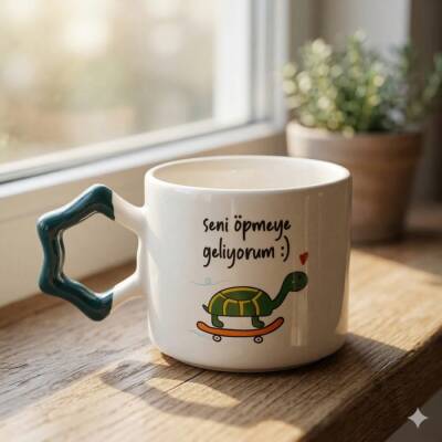 SENİ ÖPMEYE GELİYORUM-YILDIZ KUPA - YEŞİL SAP - 1