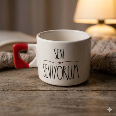 SENİ SEVİYORUM-KALP KUPA - KIRMIZI SAP - 1