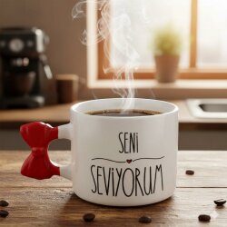 SENİ SEVİYORUM-KURDELE KUPA - KIRMIZI SAP - 