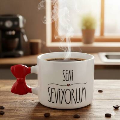 SENİ SEVİYORUM-KURDELE KUPA - KIRMIZI SAP - 1