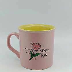 SENİN İÇİN-İDA KUPA - PEMBE SAP PEMBE GÖVDE SARII İÇ - 